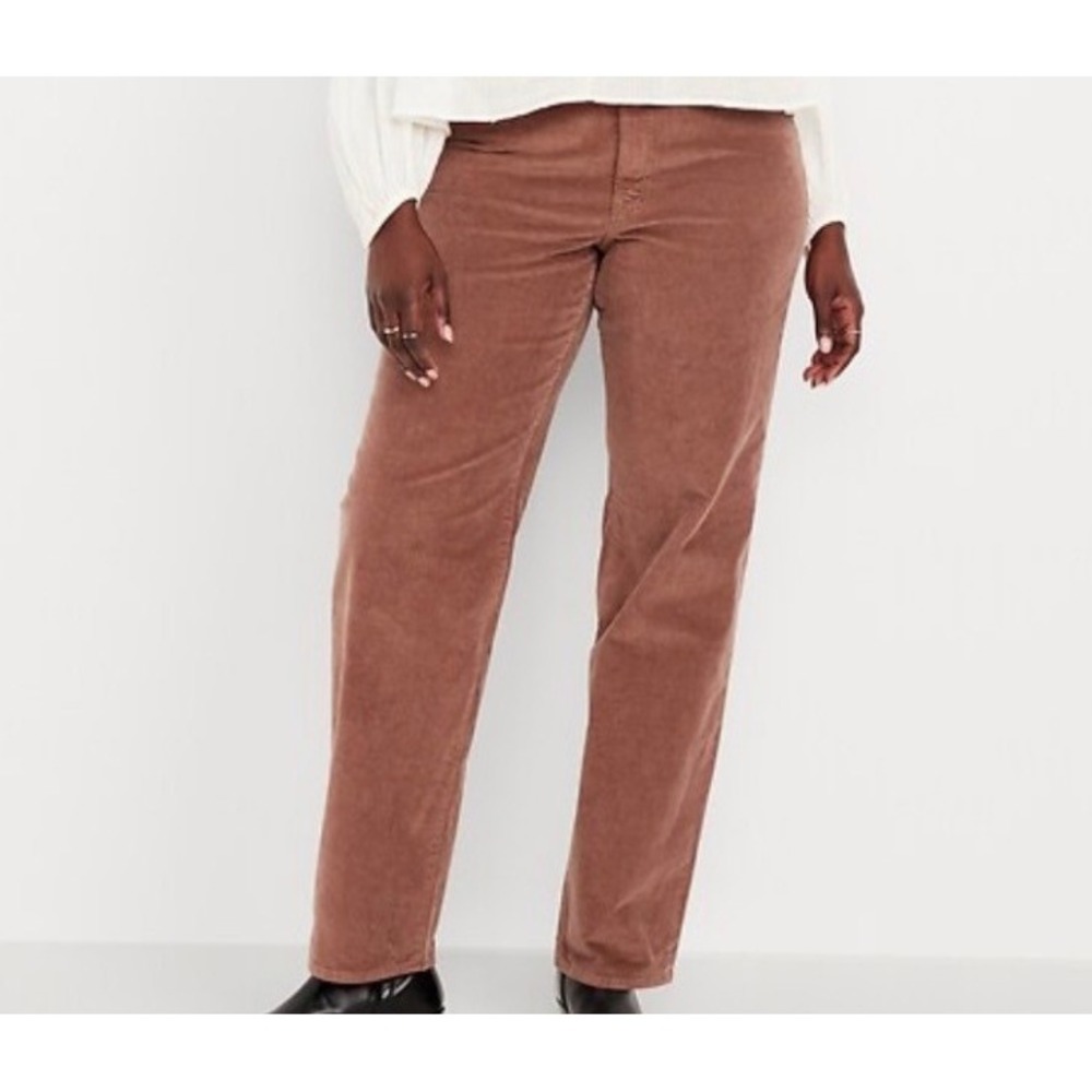 Old Navy Corduroy Pants Womens 12 Tall Brown Excellent HR OG Loose 804447-00